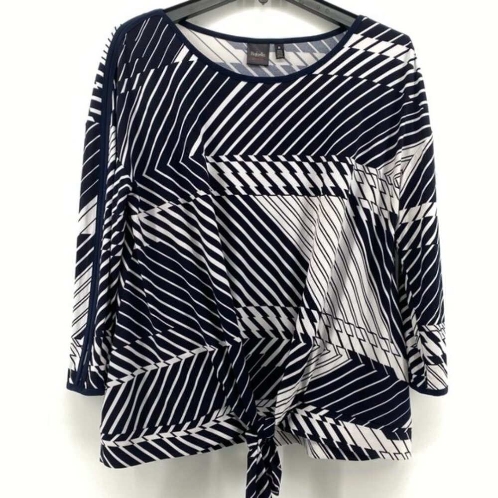 •Rafaella•‎ Women’s Navy & White Design Blouse